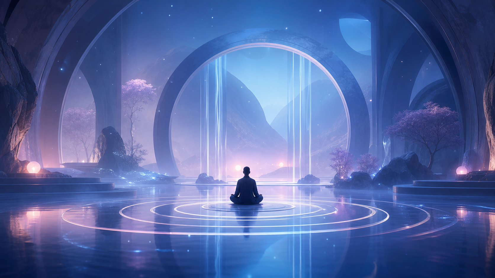 A calm immersive world designed for guided meditation